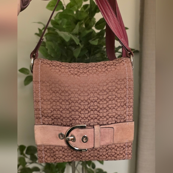 Coach Handbags - Coach Belted Soho Flap Pink Signature C Fabric and Suede Crossbody
